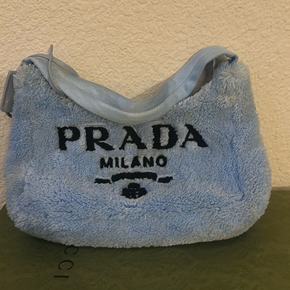 Prada fur blue bag